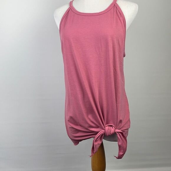 Crazy Train Women's Tie Knot Sleeveless Tank Top Pink Large - Picture 1 of 9